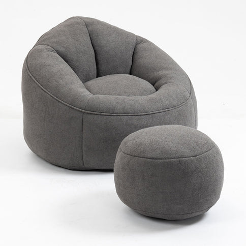 Bedding Bean Bag Sofa Chair High Pressure Foam With Footrest