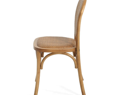 Oval Dining Table Set With 4 Birch Rattan Chairs - Brown / Light Brown
