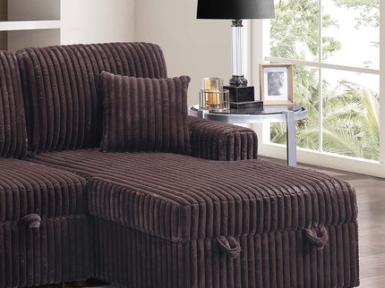 Convertible Sectional Upholstered Sleeper Sofa With Storage Chaise