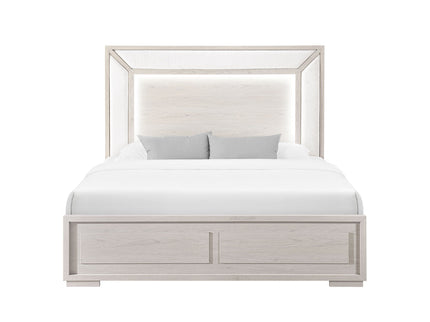 Ciara - King Bed With LED Panel Headboard, Low Profile Design - Beige