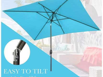 Rectangular Patio Umbrella With Crank Tilt, Polyester UV-Resistant Canopy