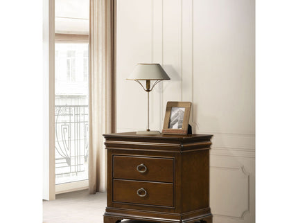 Leonide - 2 Drawer Nightstand With USB Charging And Hidden Storage - Cherry