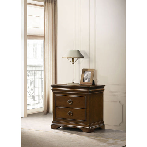 Leonide - 2 Drawer Nightstand With USB Charging And Hidden Storage - Cherry