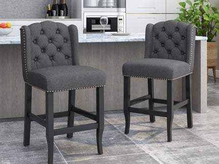 Vienna - Fabric Tufted Counter Stool With Nailhead Accents (Set of 2)