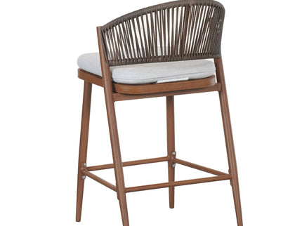 Outdoor 26" Counter Height Metal Frame Counter Stools With Scallop Shaped Backrest & Water Resistant Cushions