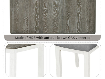 Dining Table Set Retro Style With Extendable Table And Upholstered Chairs