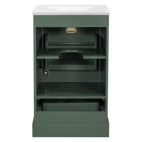 Bathroom Vanity With Sink, Soft Close Door, Adjustable U-Shaped Shelf