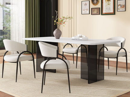 Contemporary Upholstered Dining Chairs With Metal Legs (Set of 2)
