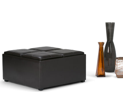 Avalon - Square Coffee Table Storage Ottoman - Tanners Brown