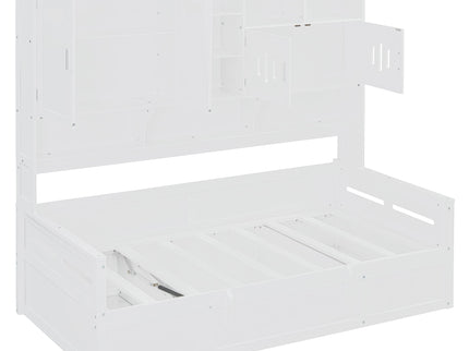 Daybed With All-In-One Cabinet And Shelf