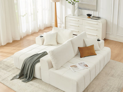 L - Shaped Sectional Sofa With Cup Holders & Side Pockets
