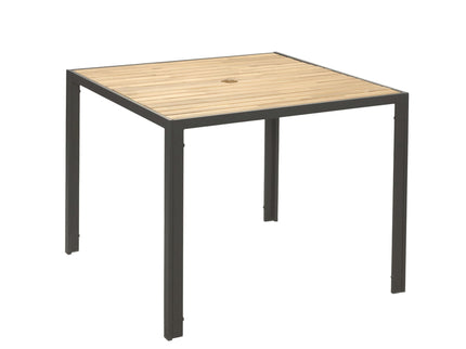 5 Piece Patio Dining Table Set, Acacia Wood Table Top With Umbrella Hole