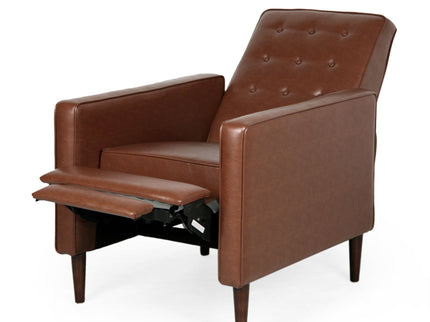 Mid-Century Modern Recliner With Button Tufted Waffle Stitch