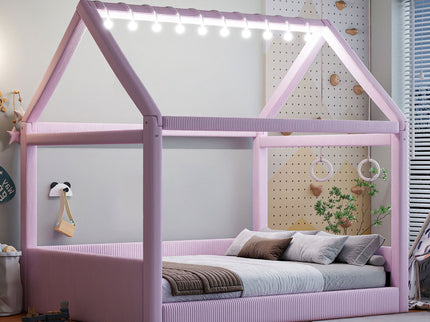 Upholstered House Style Daybed With LED Light Strips