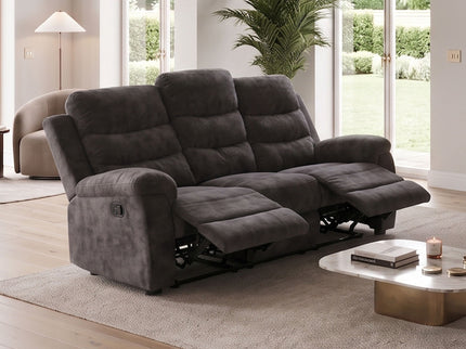 3 Seater Manual Recliner Sofa With 150° Recline, 2 Adjustable Side Seats, Extended Footrest, Oversized Seating For Living Room - Dark Gray