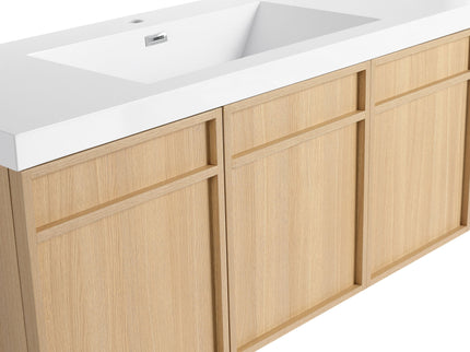 Wall-Mounted Bathroom Vanity With Resin Sink And Soft Closing Doors