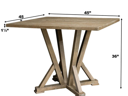 5 Pieces Set Counter Table Set Square Counter Table Solid Wood Modern Farmhouse Rustic Look Distressed Look - Grayish Brown