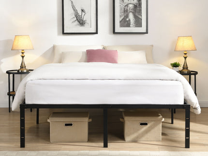 Heavy Duty Queen Size Bed Frame With Quiet Support - Black