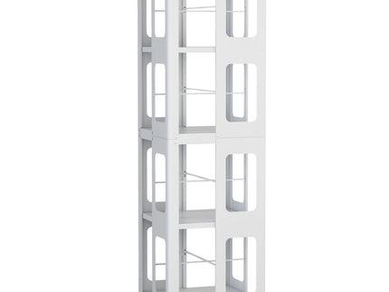 4 Tier All Steel Rotating Bookshelf With 360° Wheels, Large Size Sturdy & Spacious Book Rack, New Style Bookshelf - White