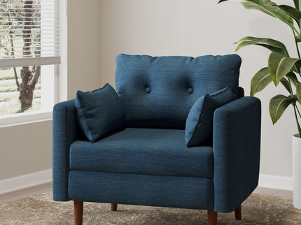 Enchantica - Upholstered Fabric Club Chair With Button Tufted And 2 Accent Pillows