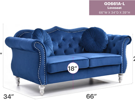 Stylish Flared Arm Loveseat