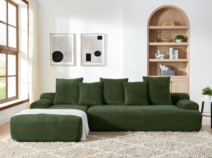 L-Shape Sectional Sofa, Modular Compressed Couch For Living Room Bedroom, 4 Seater - Green