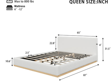 Queen Upholstered Bed - Natural / White
