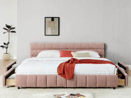 Modern Platform Bed Frame With Thick Fabric