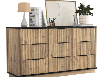 Modern 9 Drawer Cabinet With Metal Rounded Corners Multi Functional Storage - Black