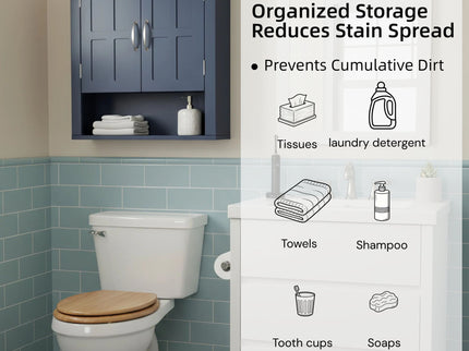Multi Functional Wall Mounted Cabinet With Adjustable Shelves For Bathroom