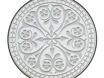Outdoor Round Side Table With Mosaic Style Top And Curved Iron Legs
