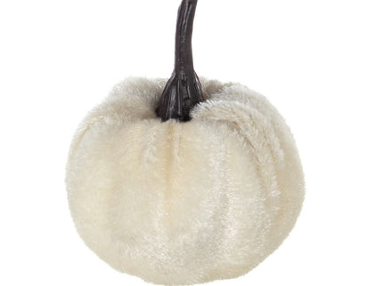 Velvety Pumpkin In Mesh Bag, Bag / 12, For Holiday Harvest Festival Fall Festival & Thanksgiving (Set of 4) - White