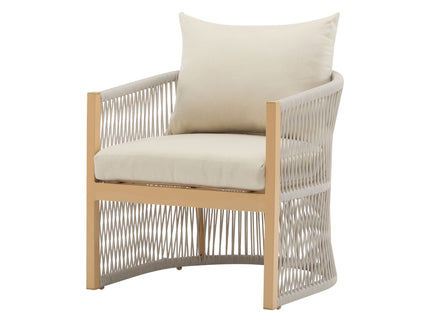 Modern Curved Aluminum Lounge Chair With Stylish Rope Weave Design And Cushioned Comfort For Outdoor