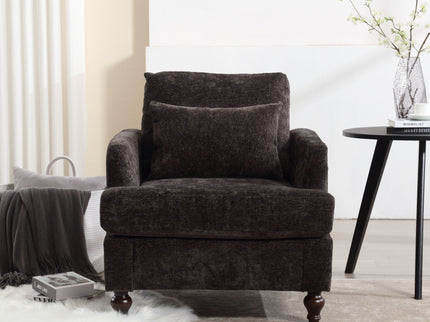 Modern Mid Century Wood Frame Armchair With Tufted Design