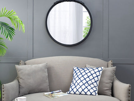 Round Hand Carved Rose Antique Mirror Frame, Wall Mirror For Live Space