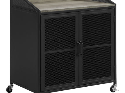 Arlette - 2 Door Mobile Home Bar Wine Cabinet With Smooth Rolling Casters - Black