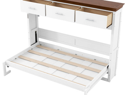 Twin Size Murphy Bed With 3 Drawers - White