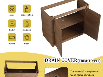 Freestanding Bathroom Vanity With Sink & 2 Soft Close Doors