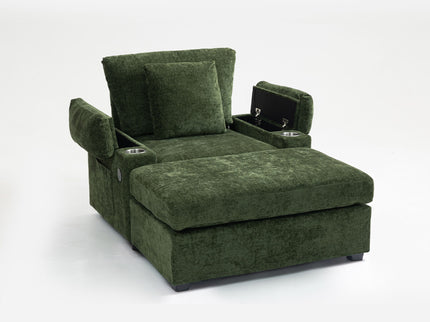 Modern Oversized Chair With Ottoman, Cupholders And USB Charging Ports