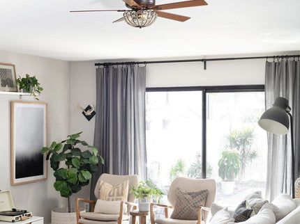 52" Ceiling Fan, 5 Blades, Reversible DC Motor - Coffee