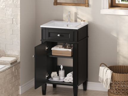 French Style Bathroom Vanity With Sink, Soft-Closing Door, Adjustable Shelf, Rectangular Design