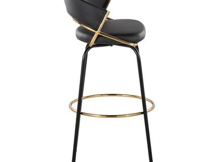 Jie - Fixed Height Contemporary Barstool With Swivel Round Footrest (Set of 2)