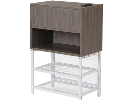 Platform Bed With 2 Tier Storage Shelves, Storage Cabinet