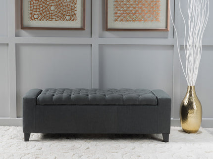 Contemporary Storage Ottoman With Tufted Top - Dark Gray