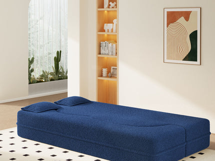 Modern Floor Sleeper Sofa Bed With 2 Pillows, Convertible Twin Size Folding Mattress For Living Room