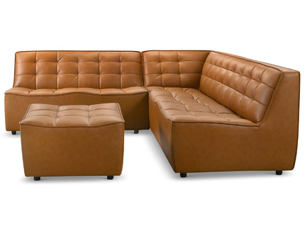 Selen - Corner Sectional Sofa With Ottoman - Cognac