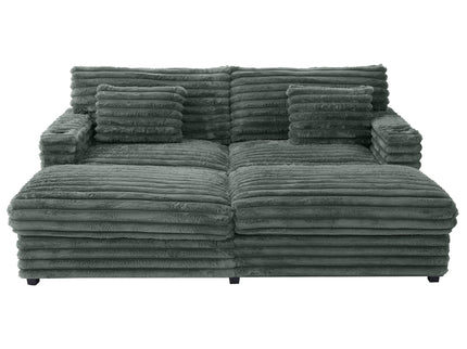 Oversized Double Chaise Lounge Sofa Bed With USB Ports And Cup Holders