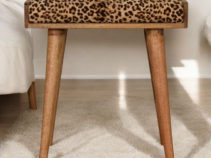 Leopard Tray Style Footstool - Brown Oak