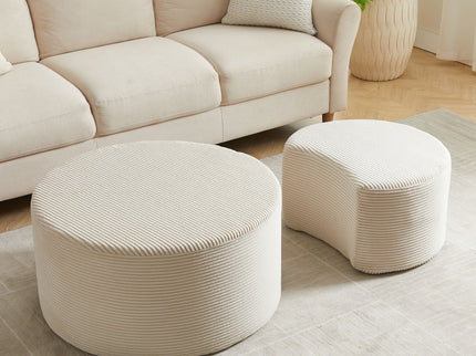 Modern Upholstered Round Coffee Table For Living Room (Set of 2)