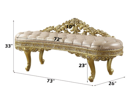 Cabriole - Synthetic Leather Bench - Gold